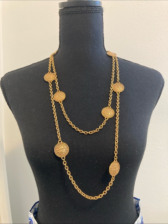 CHANEL Jewelry - CHANEL Gold-Tone Double Strand Coin Medallion Necklace